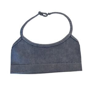 FREE PEOPLE HALTER BRALETTE M/L NWOT BLUE ACID WASH